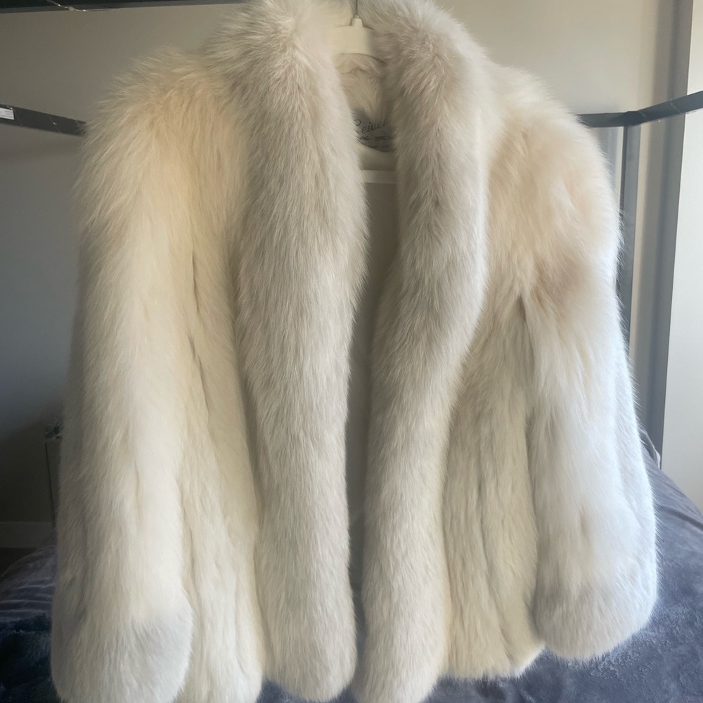 Genuine Fur Coat- White Fox with Silver Fox lining